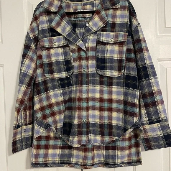 FP We The Free Izzy Plaid Cargo Shirt NWOT Size XS - Picture 3 of 6